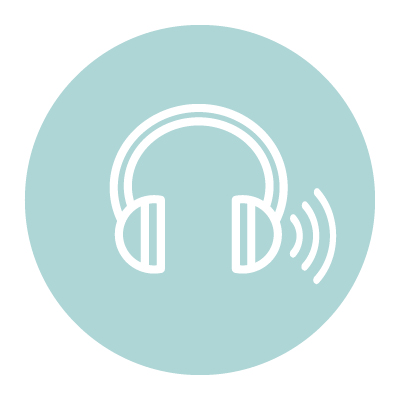 Icon showing a set of headphones